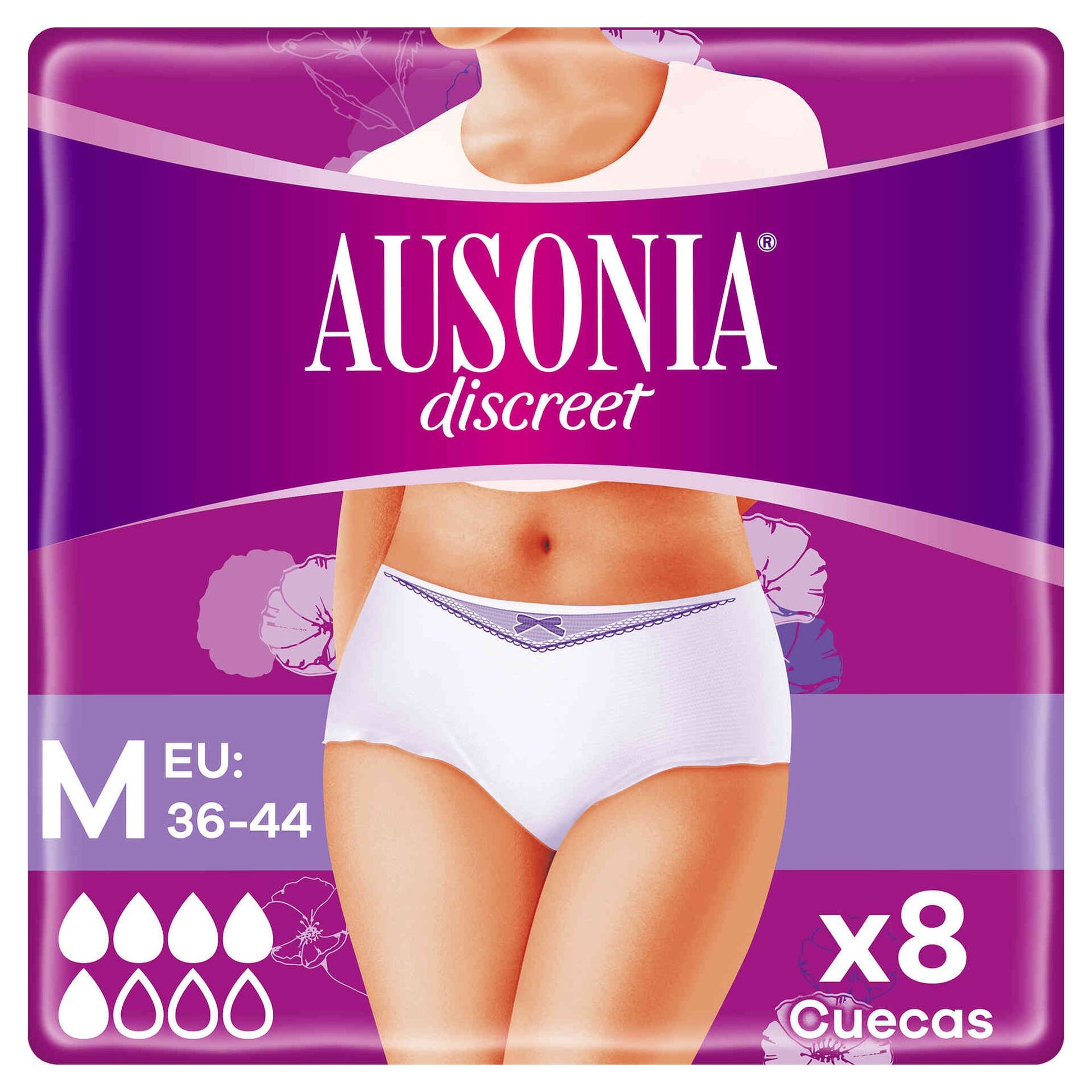 Ausonia discreet slips adult size M low waist EU 36–44 8 units adult diapers discreet comfort protection