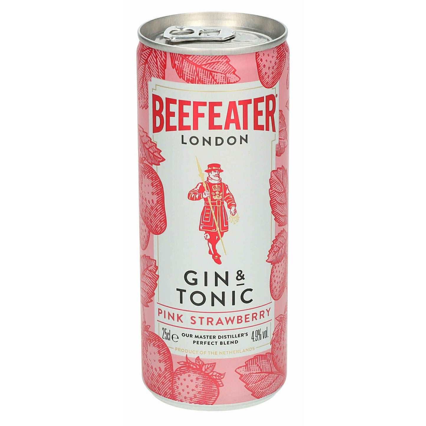 Beefeater Pink Gin and Tonic Cocktail 250ml 5% ABV strawberry flavoured ready-to-drink canned cocktail from the Mixed Ready Drinks and Top Rated Gins collections