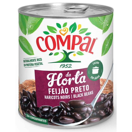 Compal da Horta black beans Feijão Preto cooked 845g canned legumes premium pantry beans and chickpeas