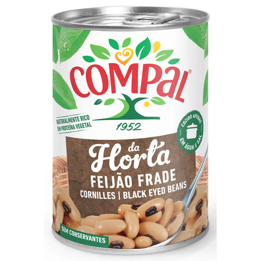 Compal da Horta black eyed beans Feijão Frade cooked 410g canned legumes premium pantry beans and chickpeas