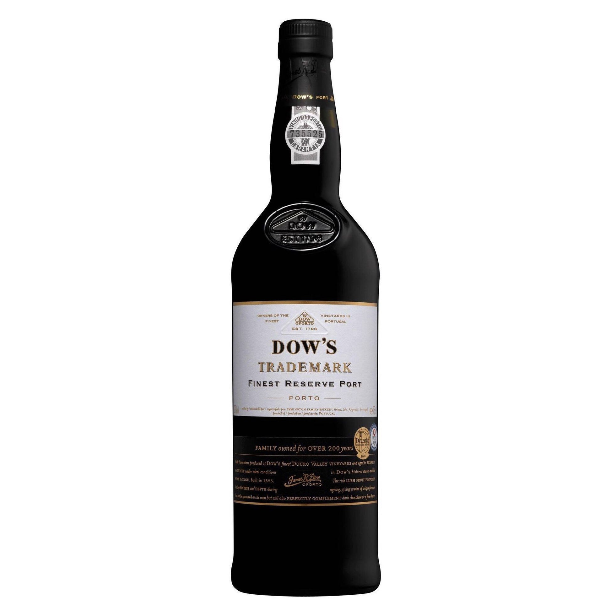 Dows Trademark Reserve porto wine 750ml 20% ABV Portuguese port wine premium reserve rich smooth dessert wine Port Wine Beer Spirits and Wine