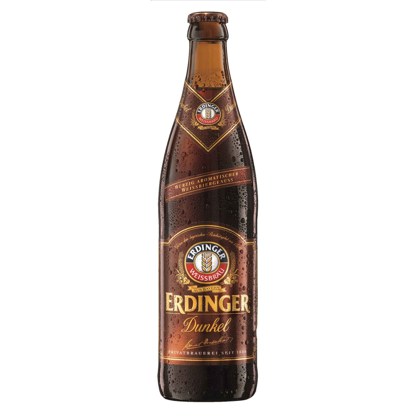 Erdinger Dunkel Beer 500ml 5.3 percent ABV German dark wheat beer glass bottle Bavarian beer Beer Craft and Premium