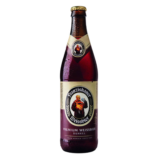 Franziskaner Dunkel Beer 500ml 5 percent ABV German dark wheat beer glass bottle Bavarian beer Beer Craft and Premium