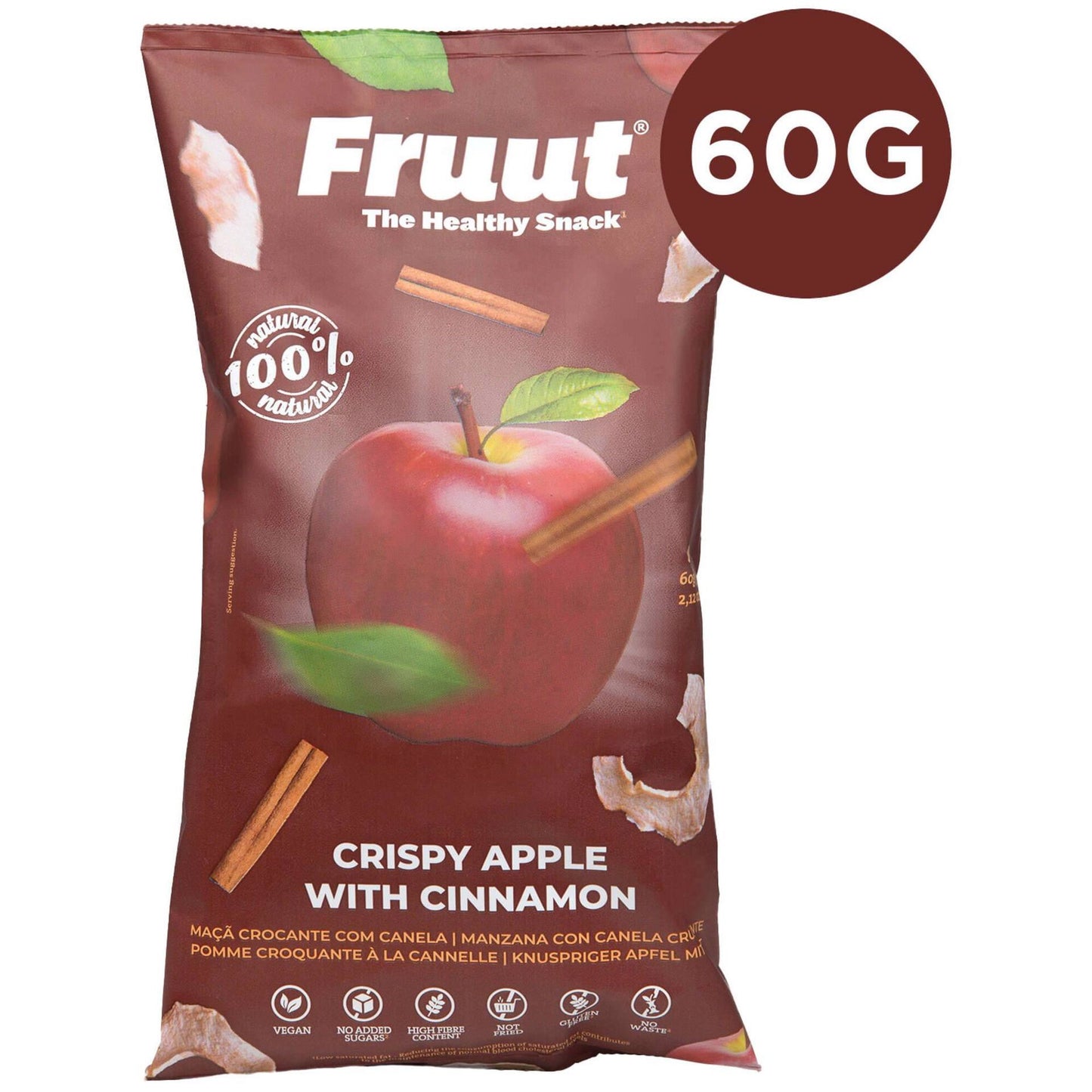 Fruut Apple with Cinnamon 60g Natural Fruit Crisps Dried Fruits Veggies and Nuts South African Products