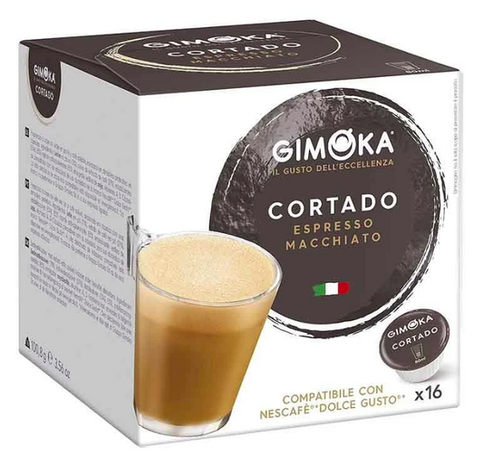 Gimoka Cortado coffee capsules 16 pack Dolce Gusto compatible creamy espresso pods smooth milk coffee capsules