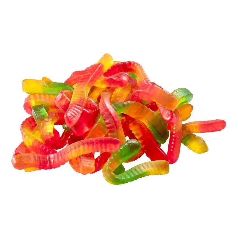 Gummy worms fruity chewy gummy sweets colourful jelly candy pick and mix