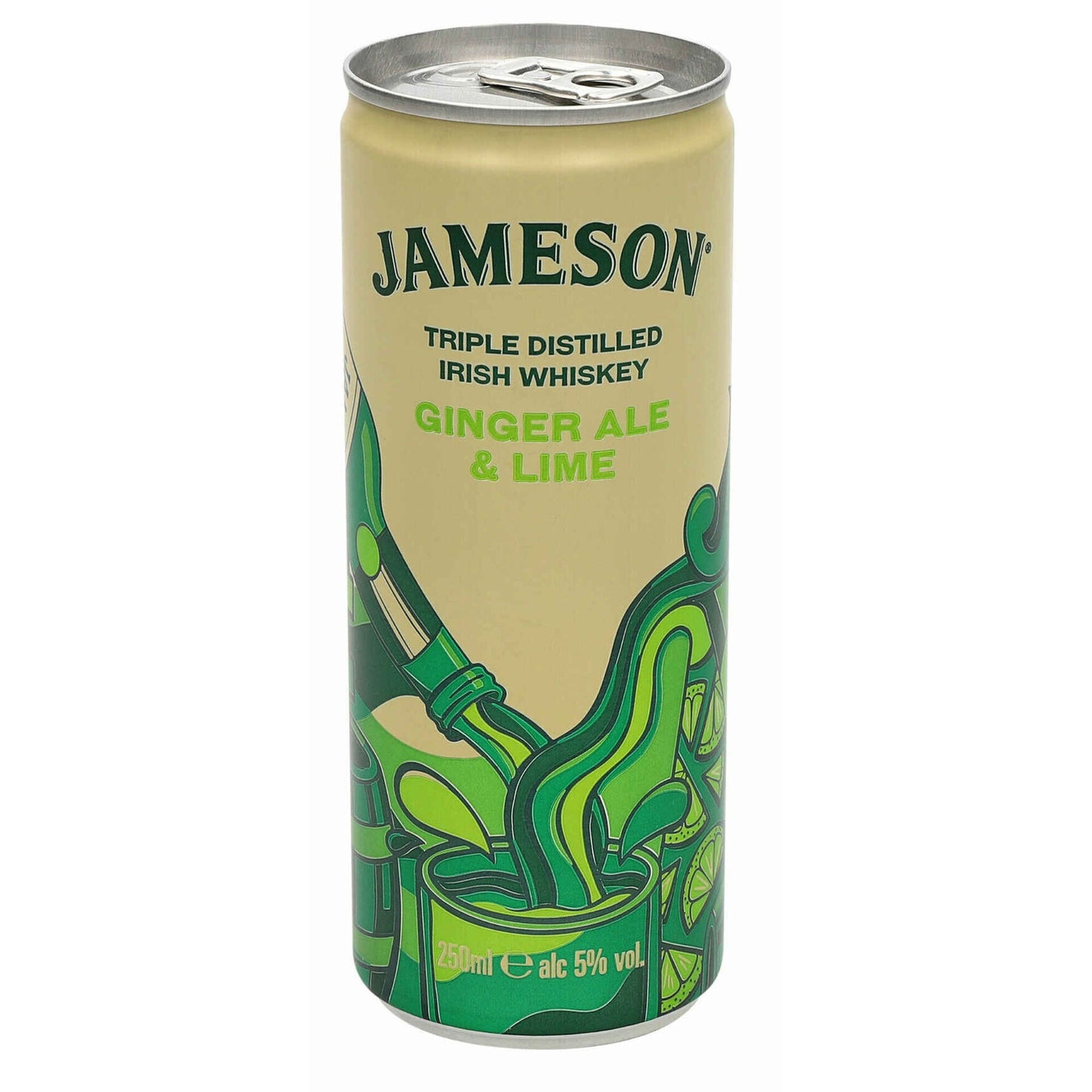 Jameson Ginger Ale and Lime Ready-to-Drink 250ml can with Irish Whiskey ginger ale and refreshing natural lime flavour
