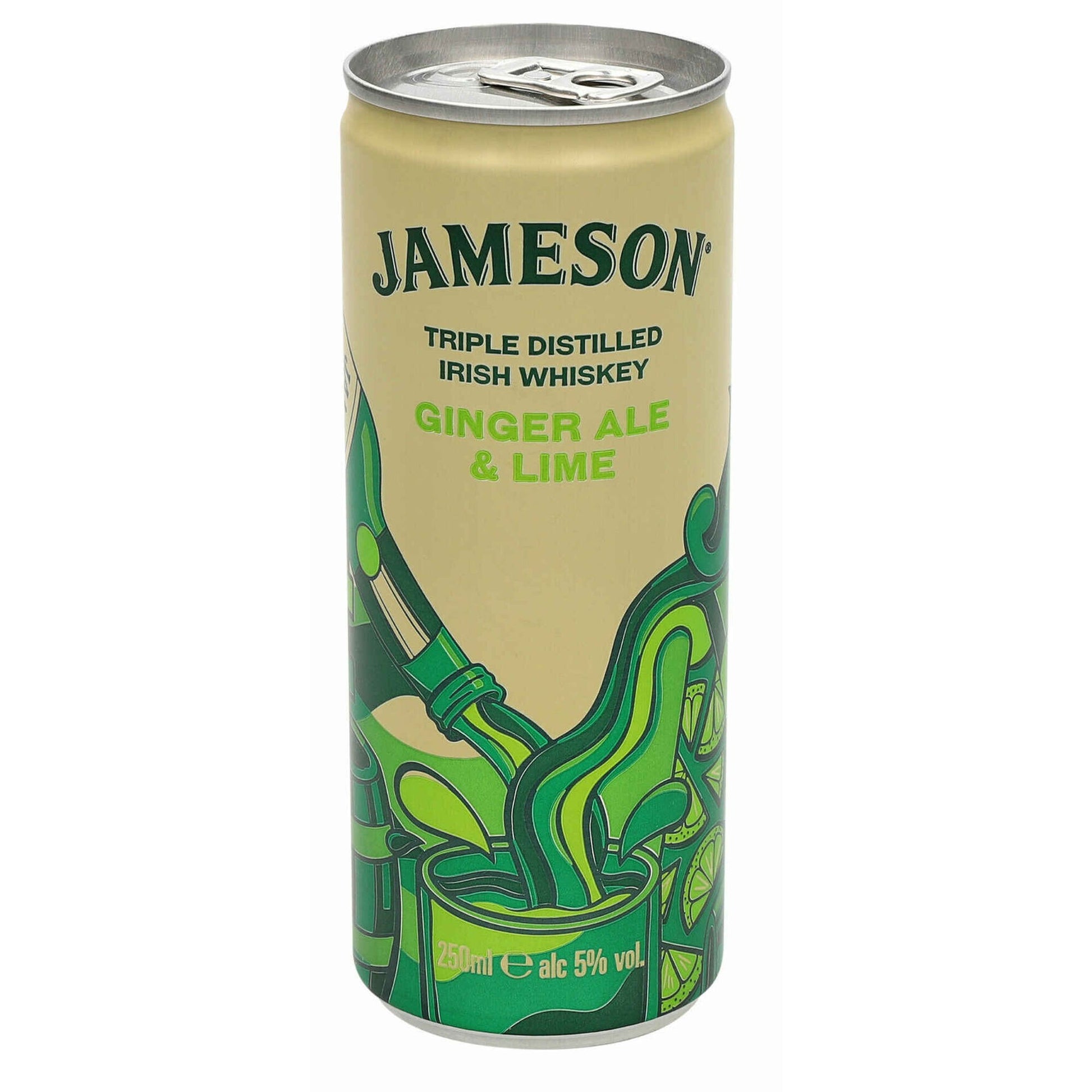 Jameson Ginger Ale and Lime Ready-to-Drink 250ml can with Irish Whiskey ginger ale and refreshing natural lime flavour