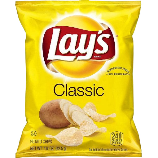 Lay’s Classic Potato Chips 45 g small pack salted potato crisps lunch snack Chips and Crisps Lunch Snack Size Chip Packets Crunchy Savoury and Spicy Snacks