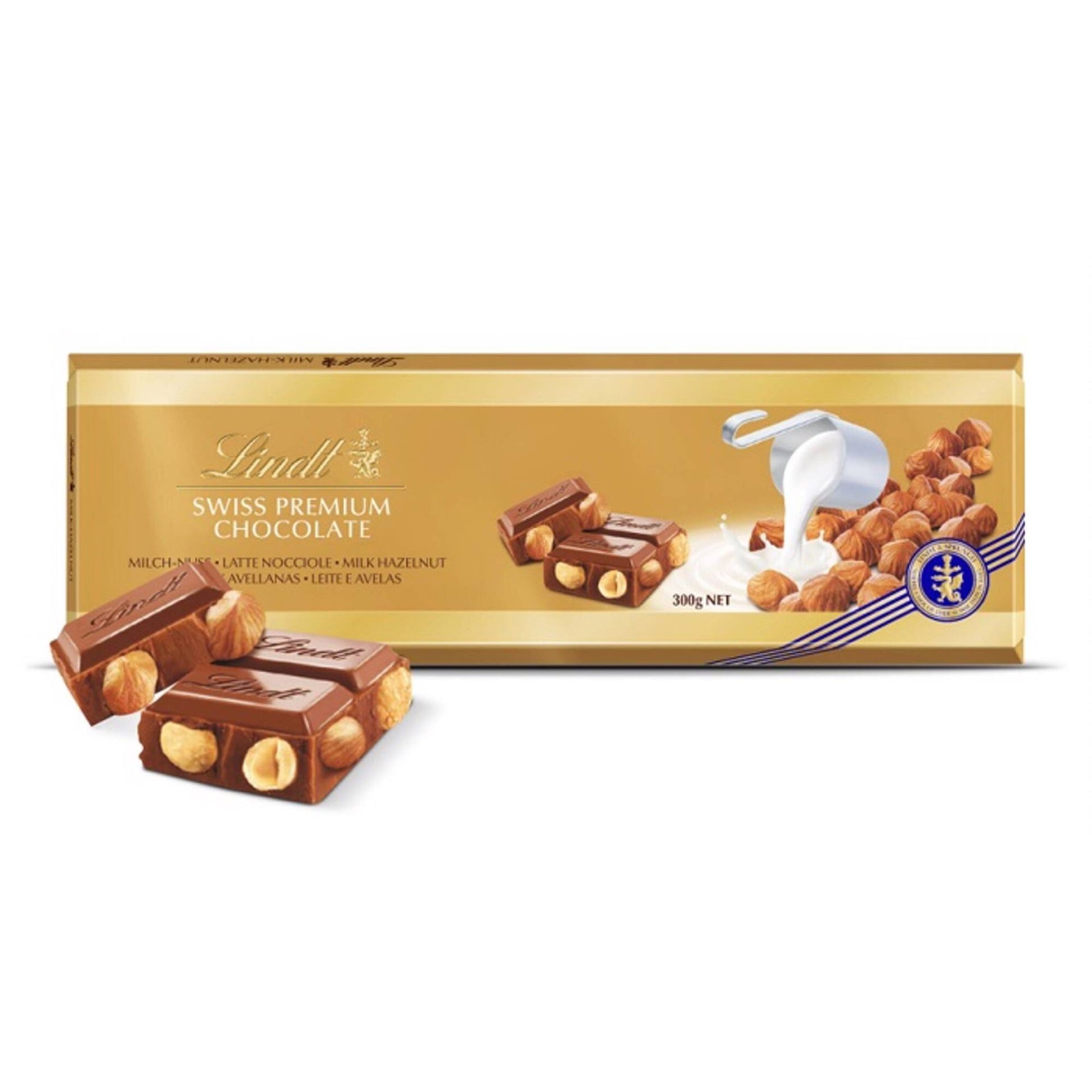 Lindt Milk Chocolate with Whole Hazelnuts 300g XXL Swiss chocolate tablet with roasted hazelnuts festive gift collection