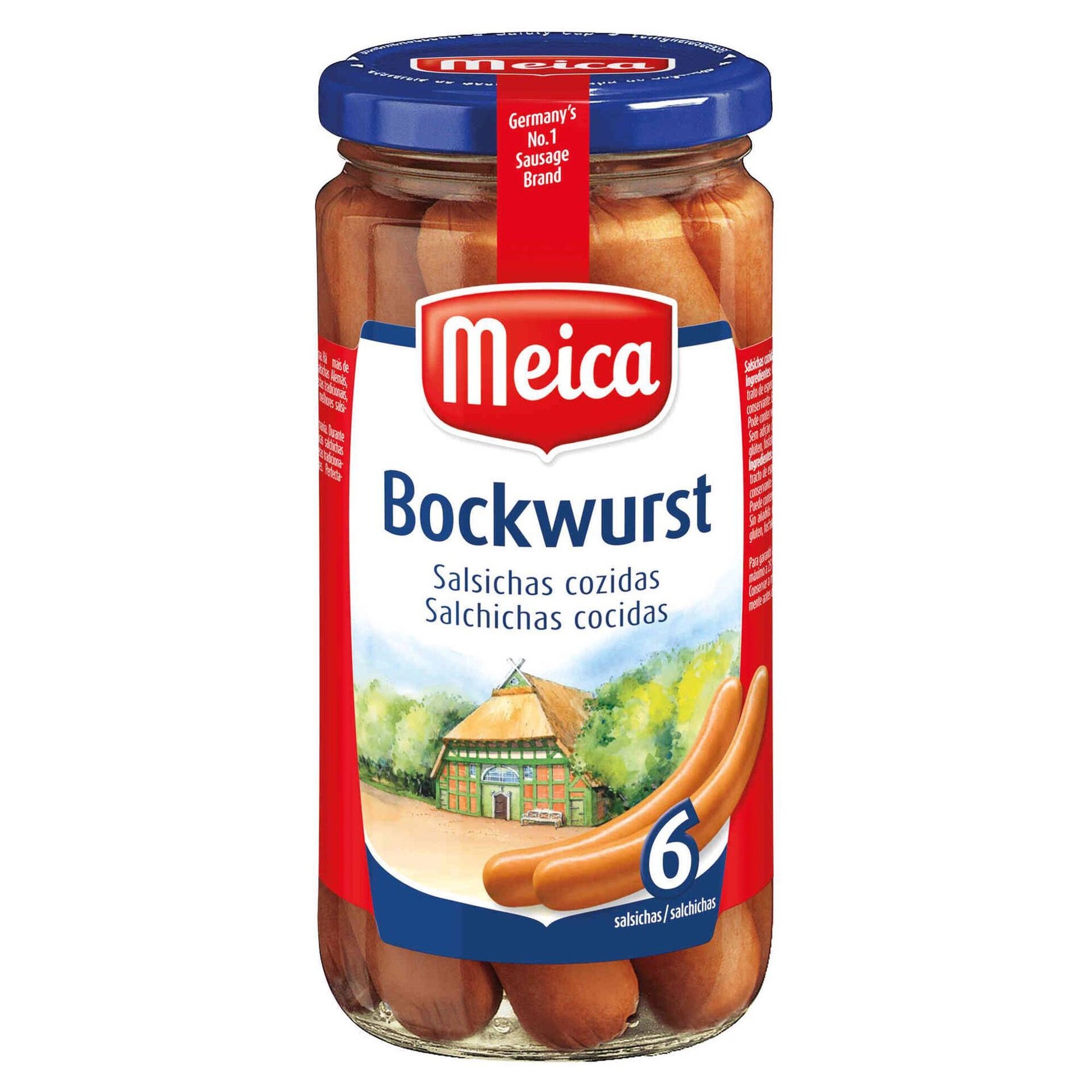 Meica German bockwurst sausages in glass jar 6 pack 380g gluten free preserved sausages pantry food