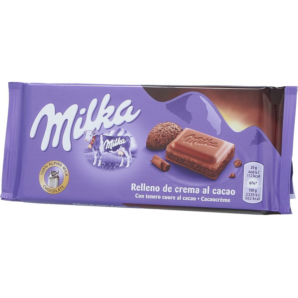 Milka Chocolate Slab with Cocoa Cream 100g creamy milk chocolate tablet with rich cocoa filling South African Products