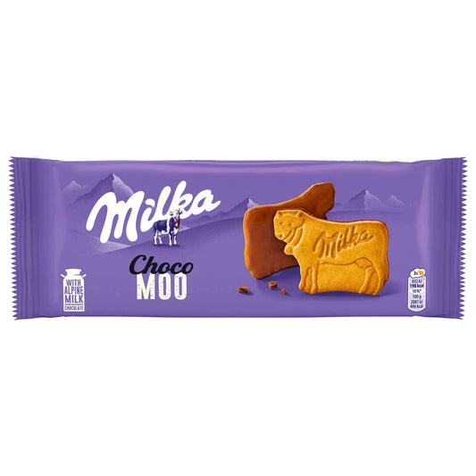 Milka Moo Milk Chocolate Cookies 120g pack – fun cow-shaped biscuits covered in Alpine milk chocolate – Cookies and Rusks – South African Products – Chocolate