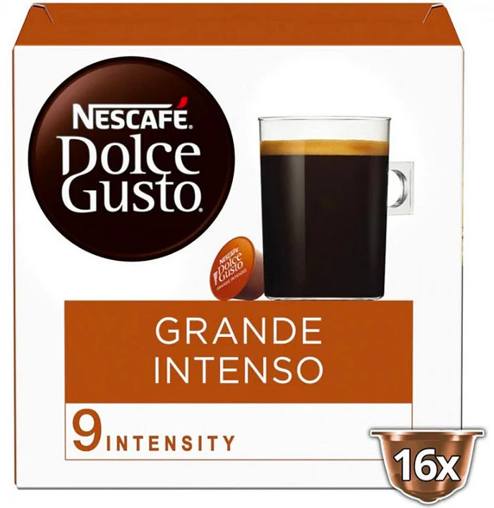 Nescafé Grande Intenso coffee capsules 16 pack Dolce Gusto compatible long coffee pods rich strong flavour capsules