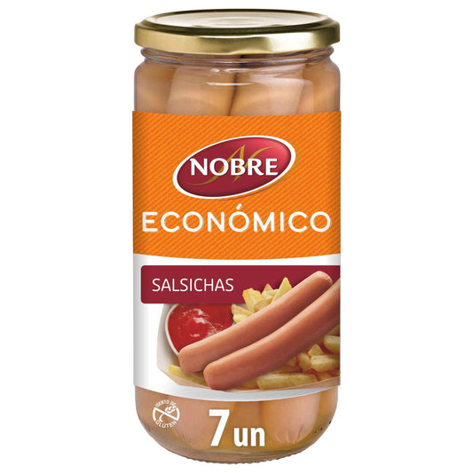 Nobre extra juicy sausages in glass jar 7 pack 650g preserved sausages pantry food family size