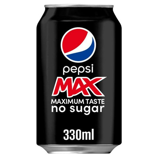 Pepsi Max 330ml zero sugar cola fizzy drink refreshing beverage soft drinks