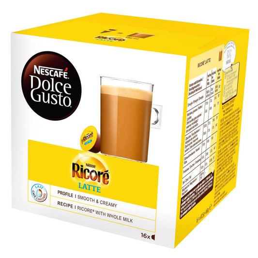 Ricoré Latte coffee capsules 16 pack Dolce Gusto compatible chicory coffee pods creamy milk coffee capsules mild smooth drink