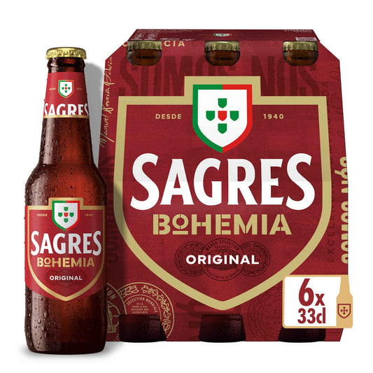 Sagres Bohemia Original Beer 6 pack 330ml 6.2 percent ABV Portuguese lager Beer Craft and Premium
