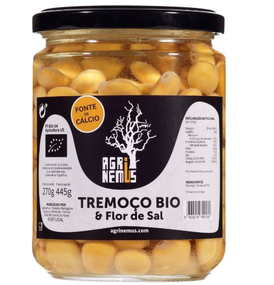 agrinemus organic tremocos lupins with flor de sal 270g premium portuguese mediterranean snack jar