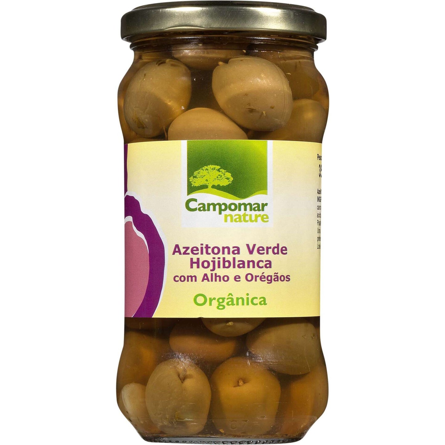 campomar organic green hojiblanca olives with garlic and oregano 200g premium mediterranean olive snack jar