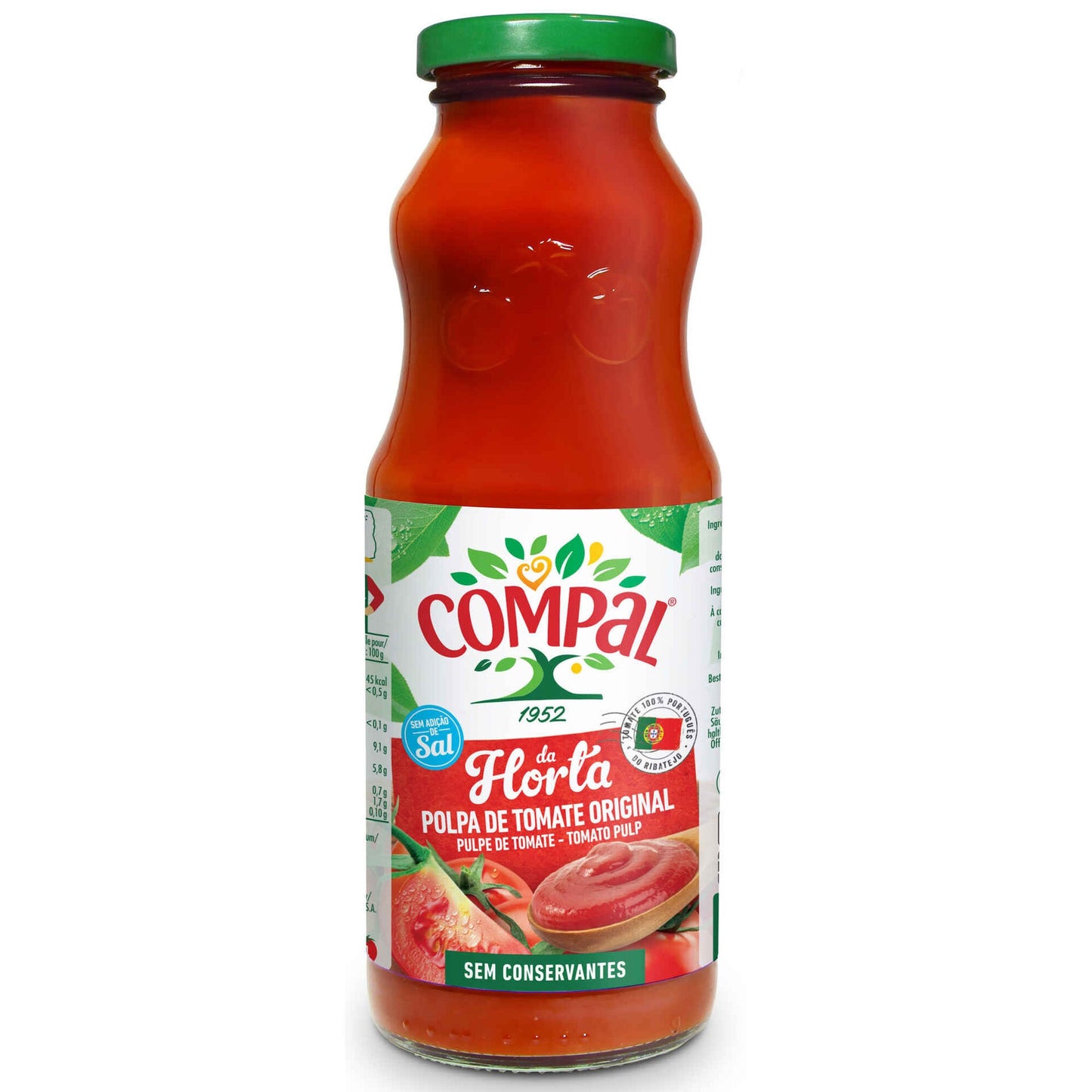 compal da horta tomato pulp 500g pasta sauce base cooking tomatoes premium family cooking glass bottle
