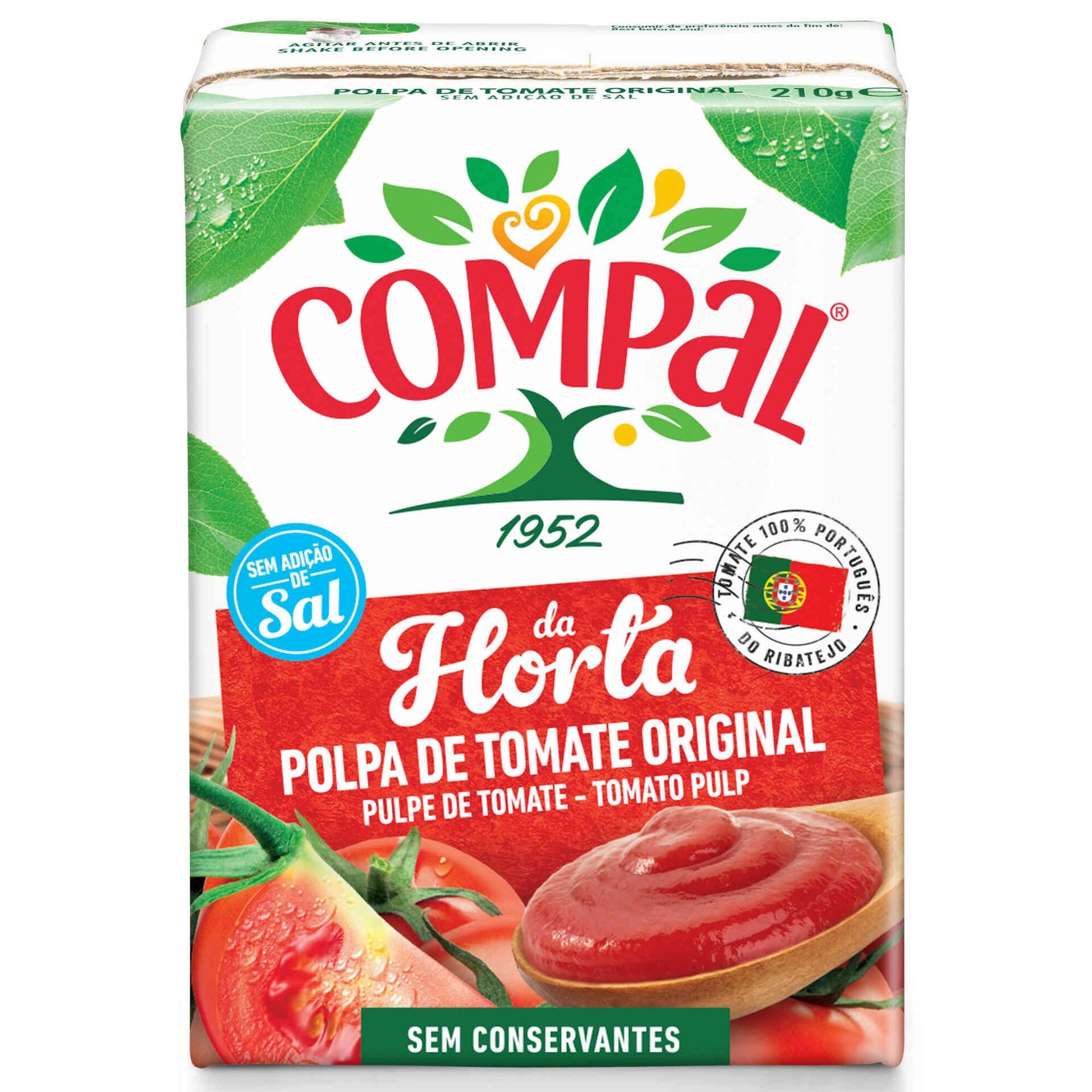 compal tomato pulp 210g portuguese grown naturally sweet cooking tomatoes pasta sauce base carton