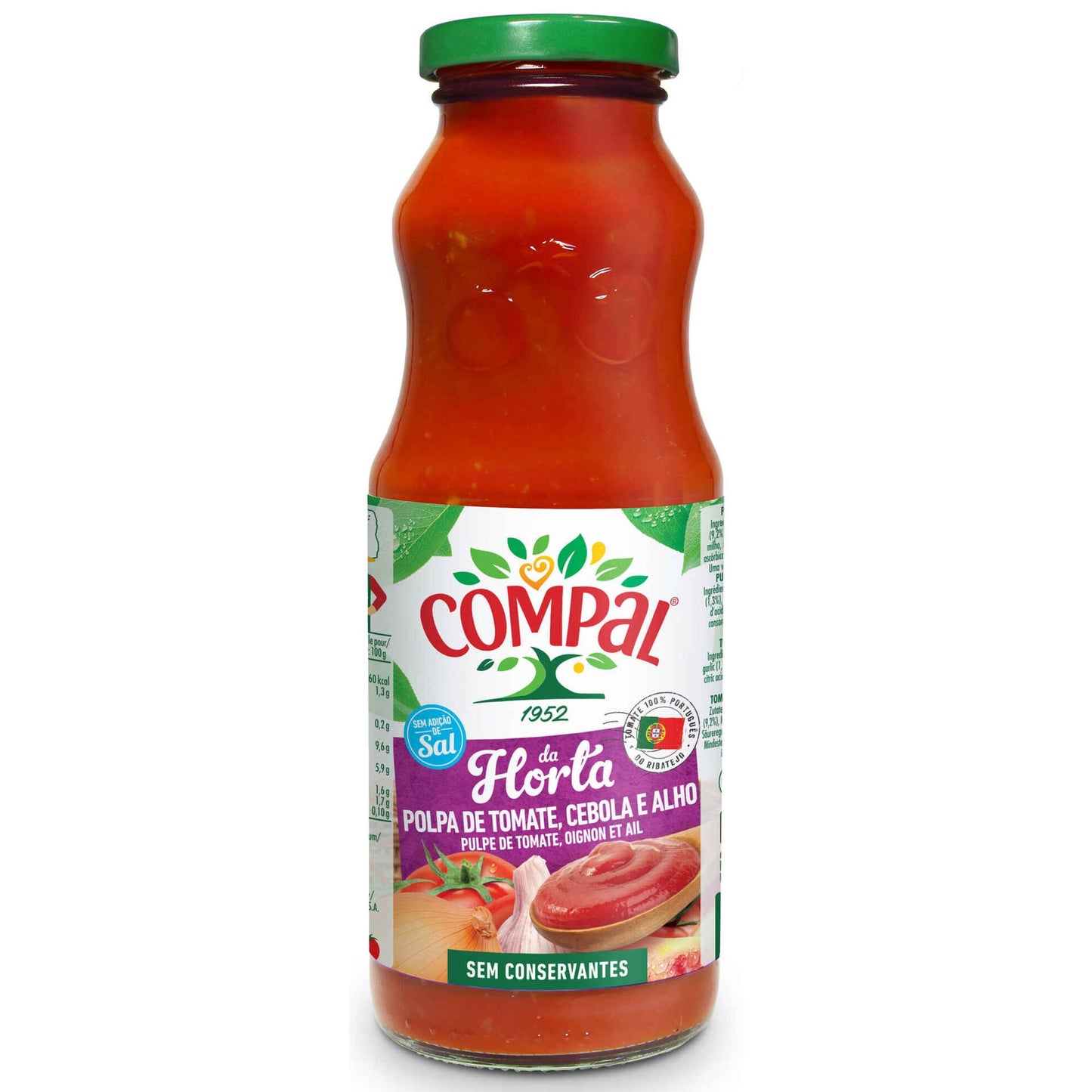compal tomato pulp with onion and garlic 500g portuguese grown naturally sweet pasta sauce base family cooking
