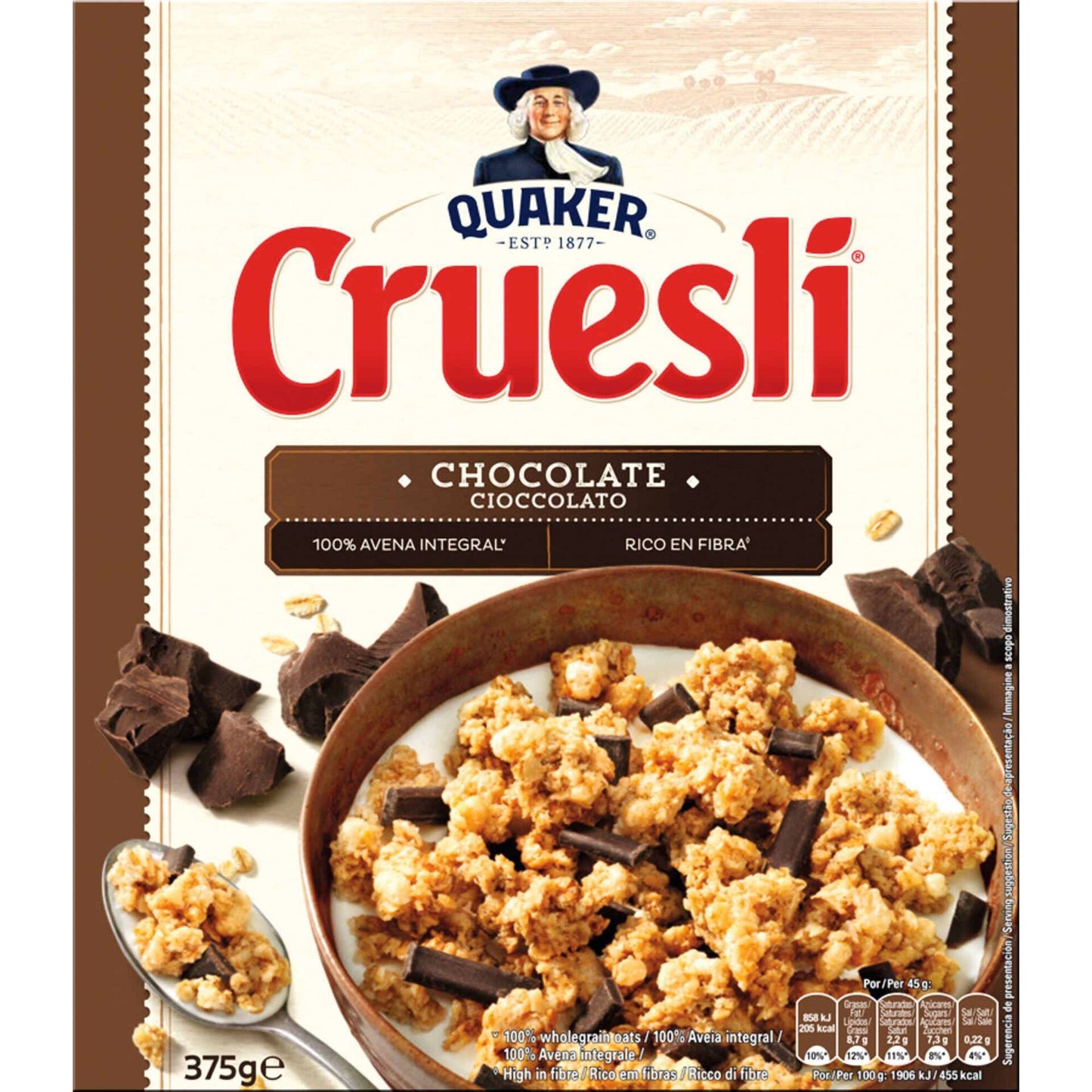 cruesli chocolate oat granola 375g quaker crunchy oat chocolate granola