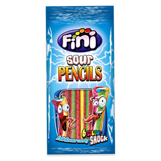 fini rainbow sour pencils 100g chewy filled candy tubes sour colourful sweets