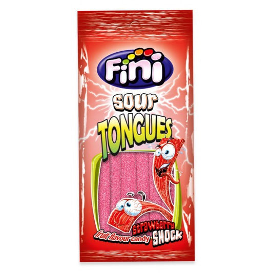fini sour tongues strawberry 90g chewy sour candy strips strawberry gummy belts sour sweets