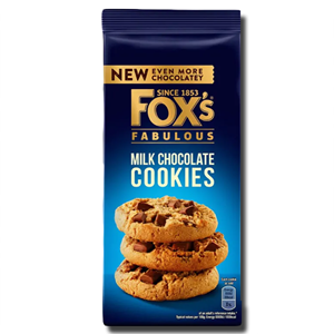 foxs milk chocolate cookies 180g british chocolate cookies milk chocolate chip cookies tea time cookies sweet biscuit snacks