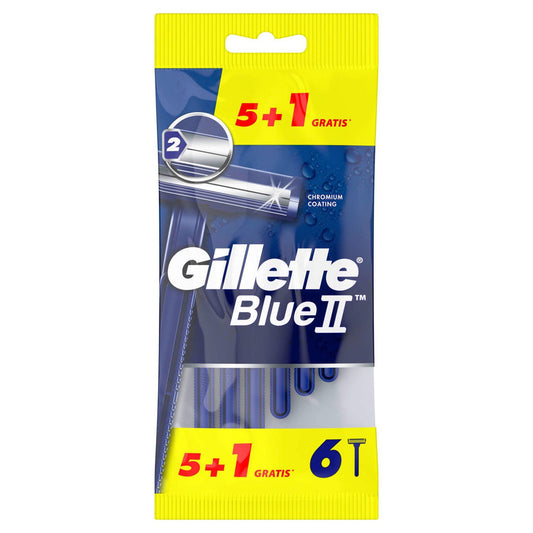 gillette blue ii disposable blades pack of 6 twin blade razors shaving grooming personal care