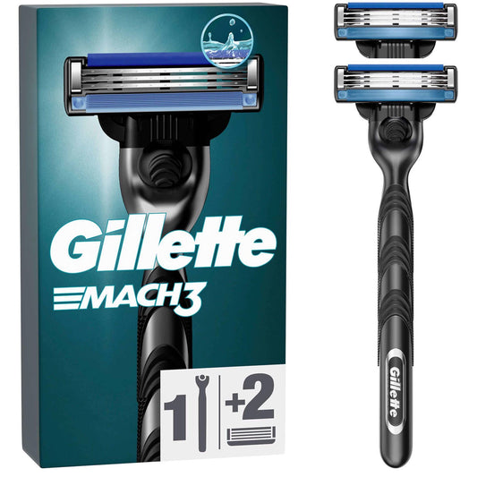gillette mach3 razor with 2 cartridges shaving system triple blade razor handle grooming set
