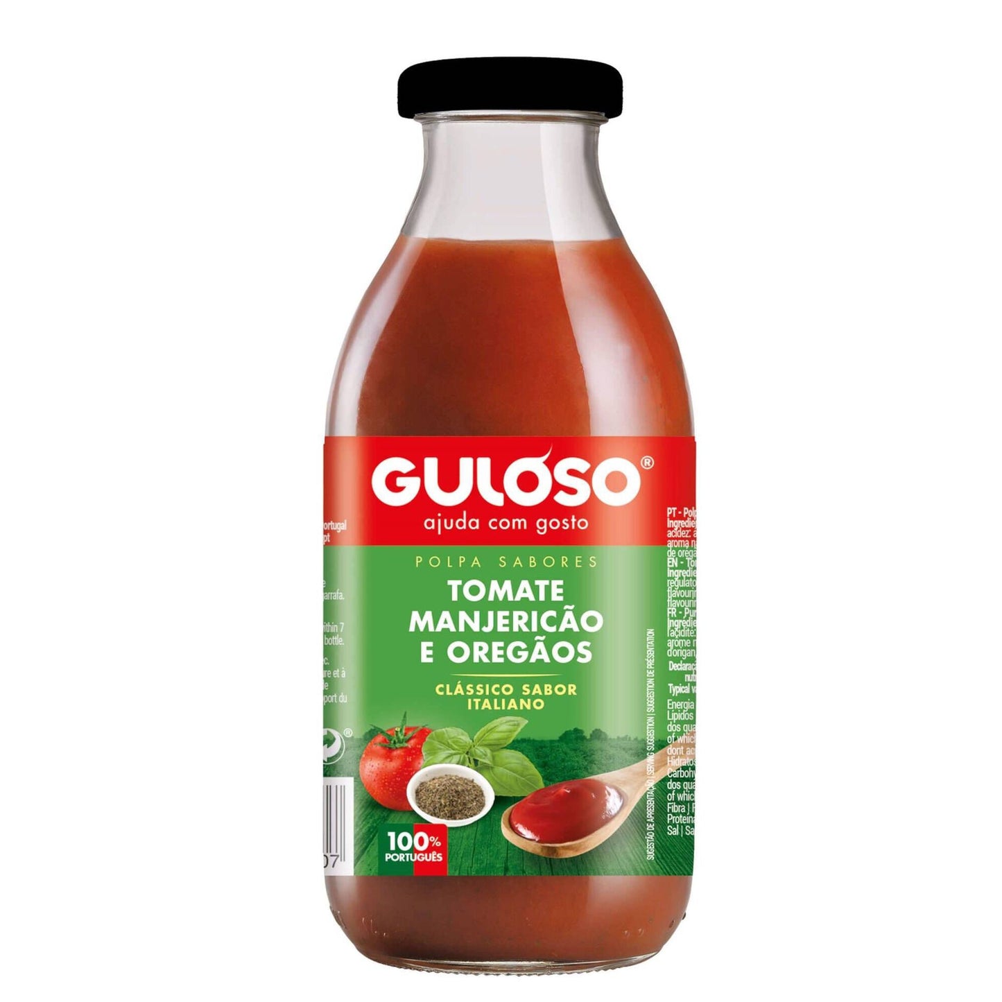 guloso herb tomato pulp 500g portuguese grown basil oregano premium pasta pizza cooking tomatoes