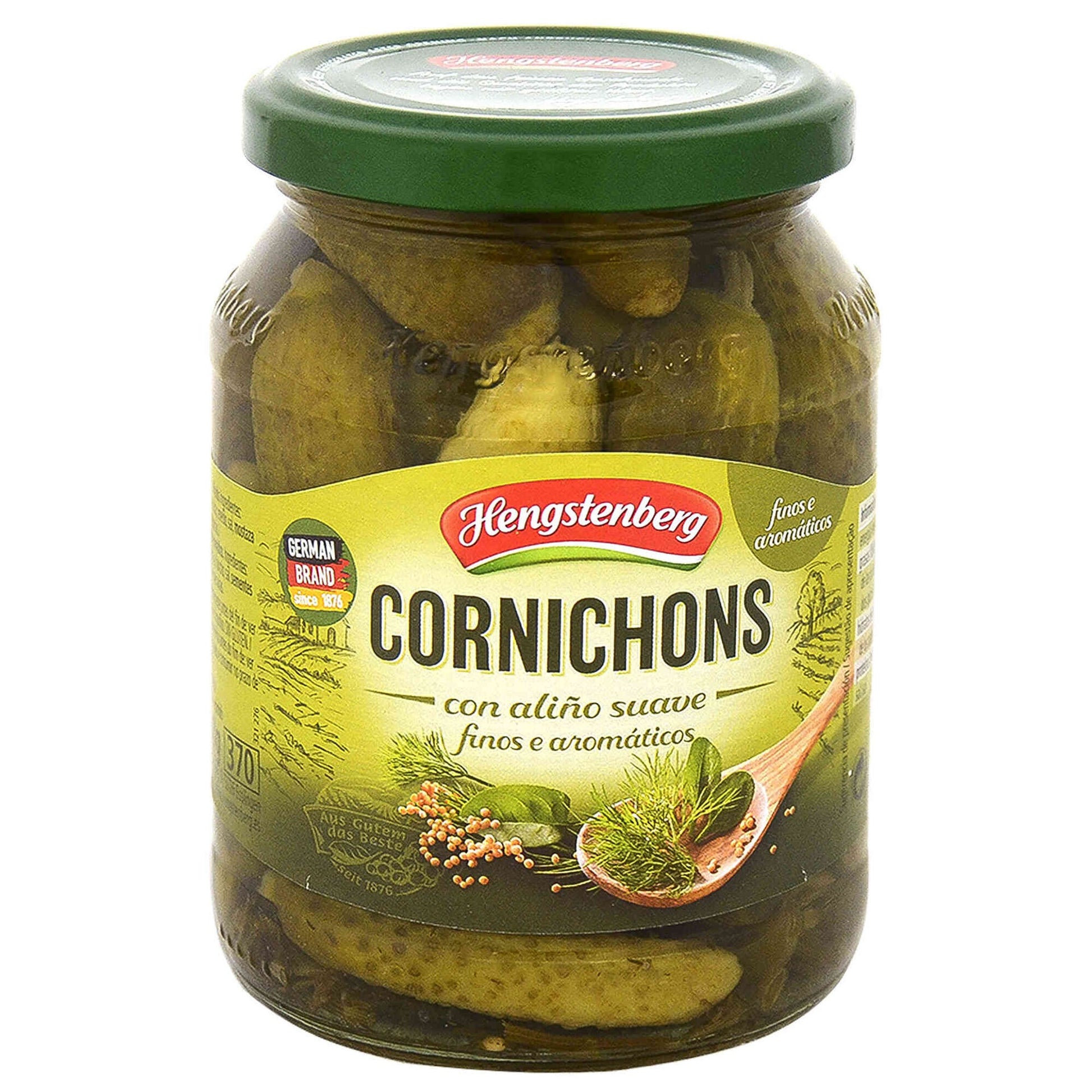 hengstenberg cornichons small cucumbers 330g premium pickled gherkins crunchy european deli jar