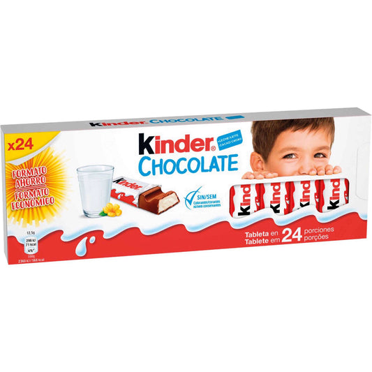 kinder milk chocolate bars 300g pack 24 individually wrapped milk chocolate bars with creamy milk filling chocolate bars and snack bars