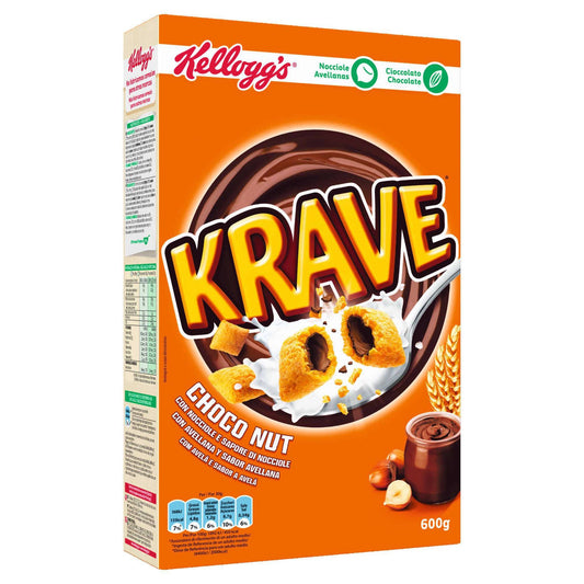 krave hazelnut chocolate cereal 600g kelloggs filled cereal crunchy chocolate cereal