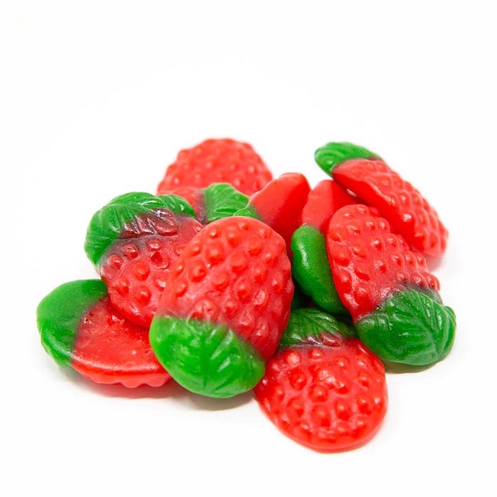 mini wild strawberry gummies by weight – shiny small strawberry jelly sweets pick n mix candy