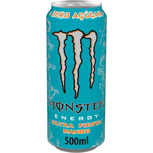 monster ultra fiesta mango zero sugar 500ml energy drink tropical mango can