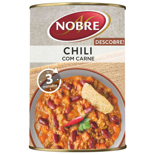 nobre chili com carne 420g canned ready meal beef chilli beans tomato portuguese meal tin