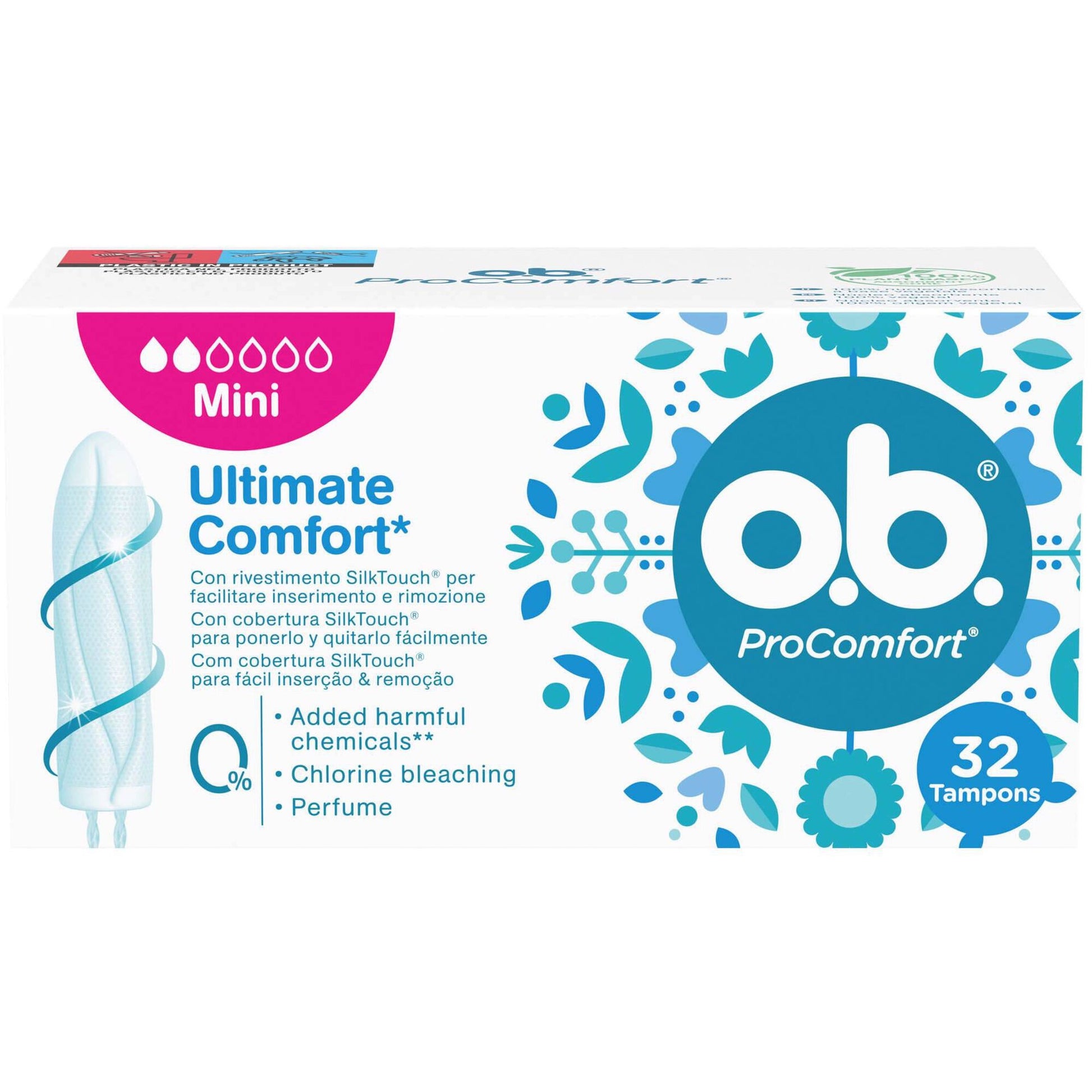 ob procomfort mini digital tampons pack of 32 feminine hygiene intimate care womens essentials