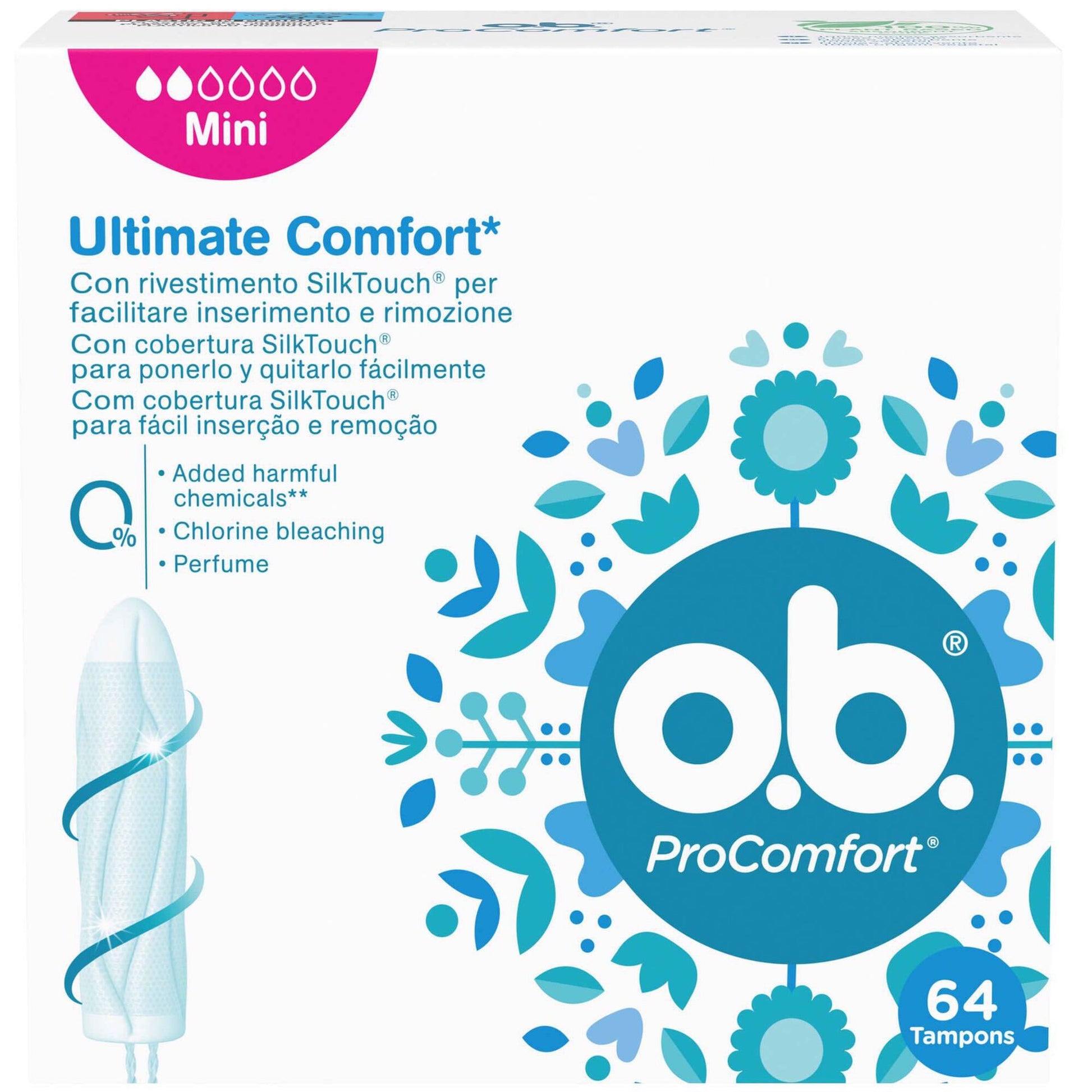 ob procomfort mini digital tampons pack of 64 feminine hygiene intimate care womens essentials