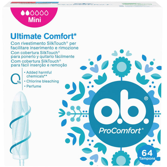 ob procomfort mini digital tampons pack of 64 feminine hygiene intimate care womens essentials