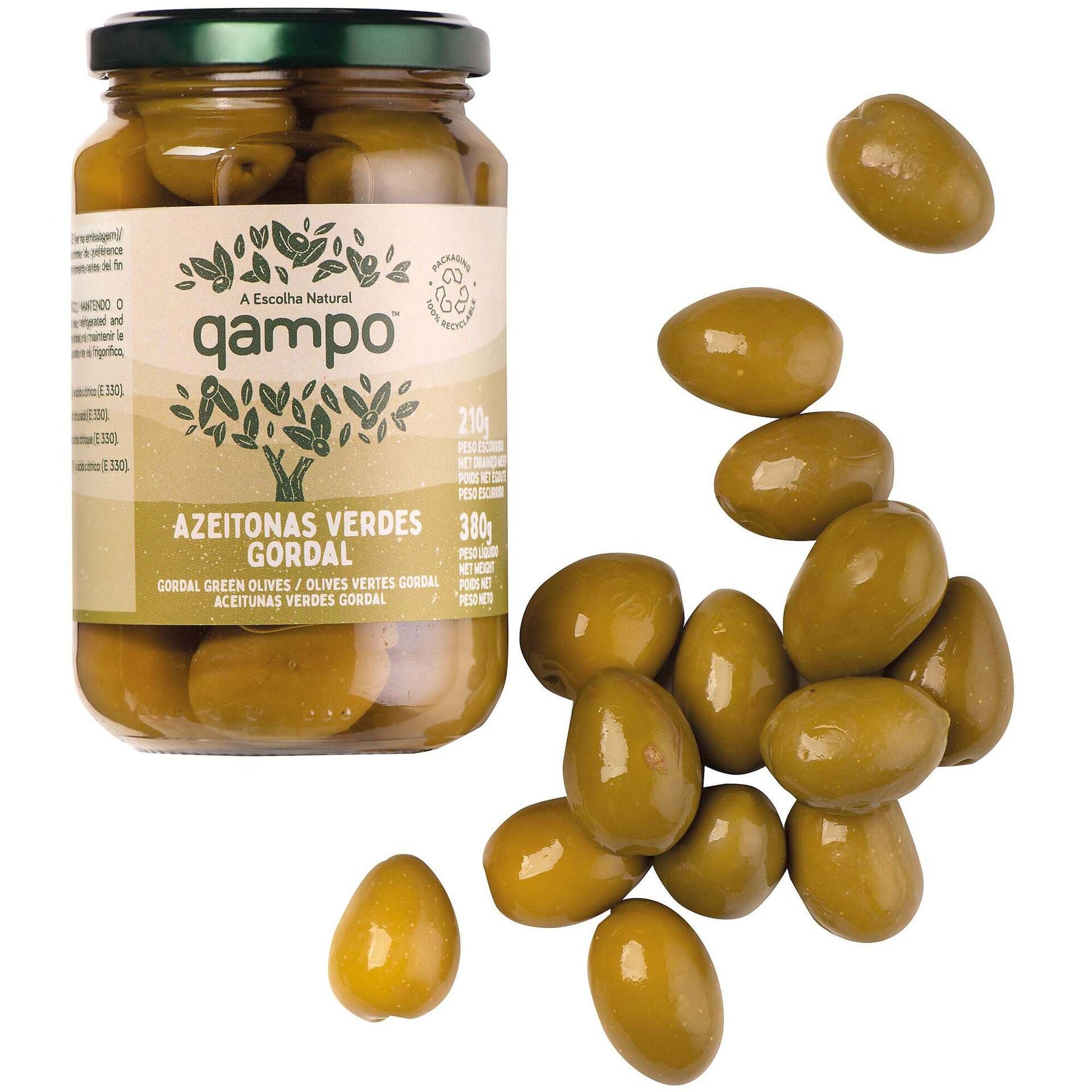 qampo gordal green olives 210g premium spanish style green olives jar mediterranean olive snacks tapas grazing olives