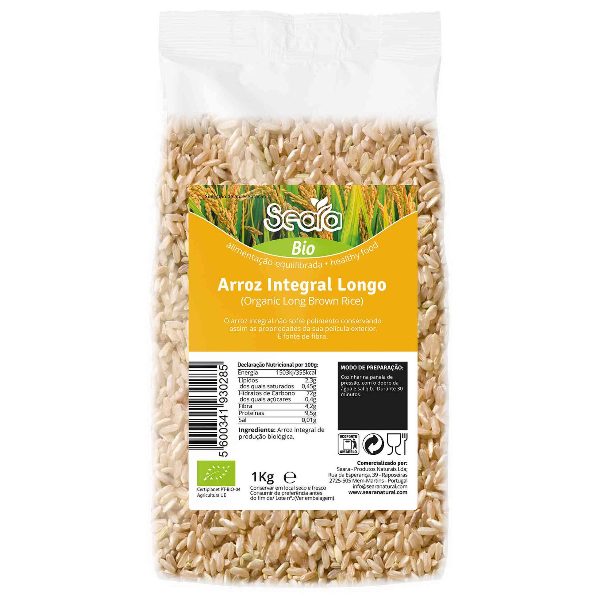 seara organic brown rice 1kg wholegrain rice fiber rich healthy grains curry rice meal prep pantry staple