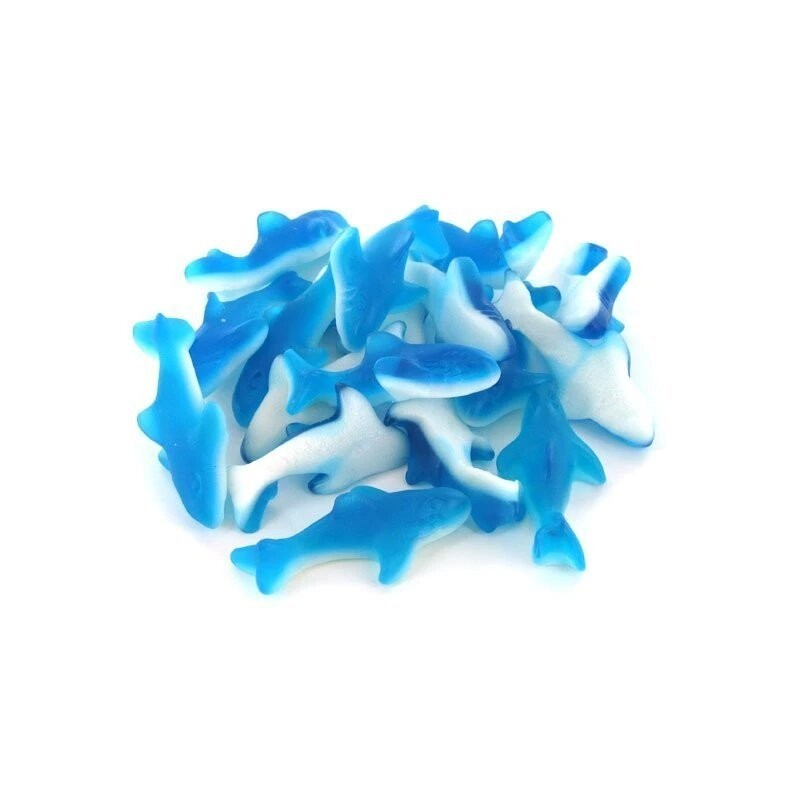shiny blue gummy sharks by weight jelly sweets pick and mix shark shaped gummy candy