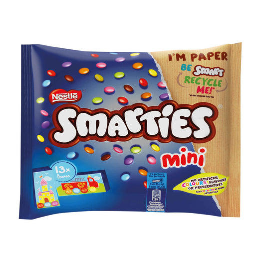 smarties mini 187g 13 units milk chocolate dragees mini chocolate packs colourful chocolate sweets chocolate dragees and minis