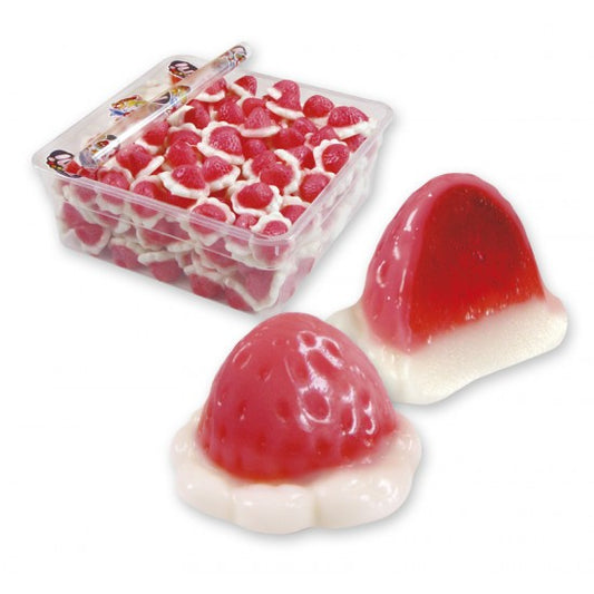 strawberry cream filled gummies by weight – shiny jelly sweets with creamy centre pick n mix candy