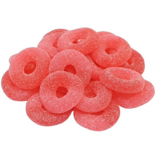 strawberry rings gummies by weight – sugar coated strawberry jelly sweets pick n mix candy