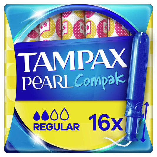 tampax pearl compak regular tampons with applicator pack of 16 feminine hygiene intimate care